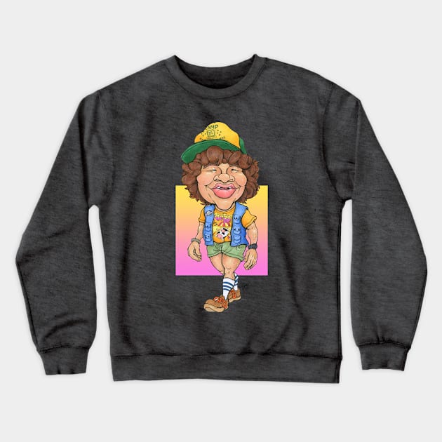 Stranger Things Dustin Henderson Crewneck Sweatshirt by Ash Camac Illo